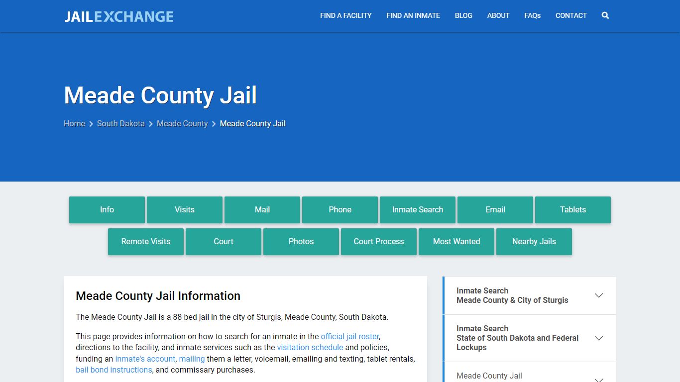 Meade County Jail, SD Inmate Search, Information